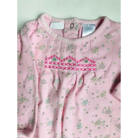 Girl's Size 9M 6-9 Months One Piece Cherokee Pink Floral Designed Pants Romper - Picture 2 of 4